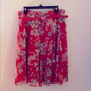 Red floral skirt